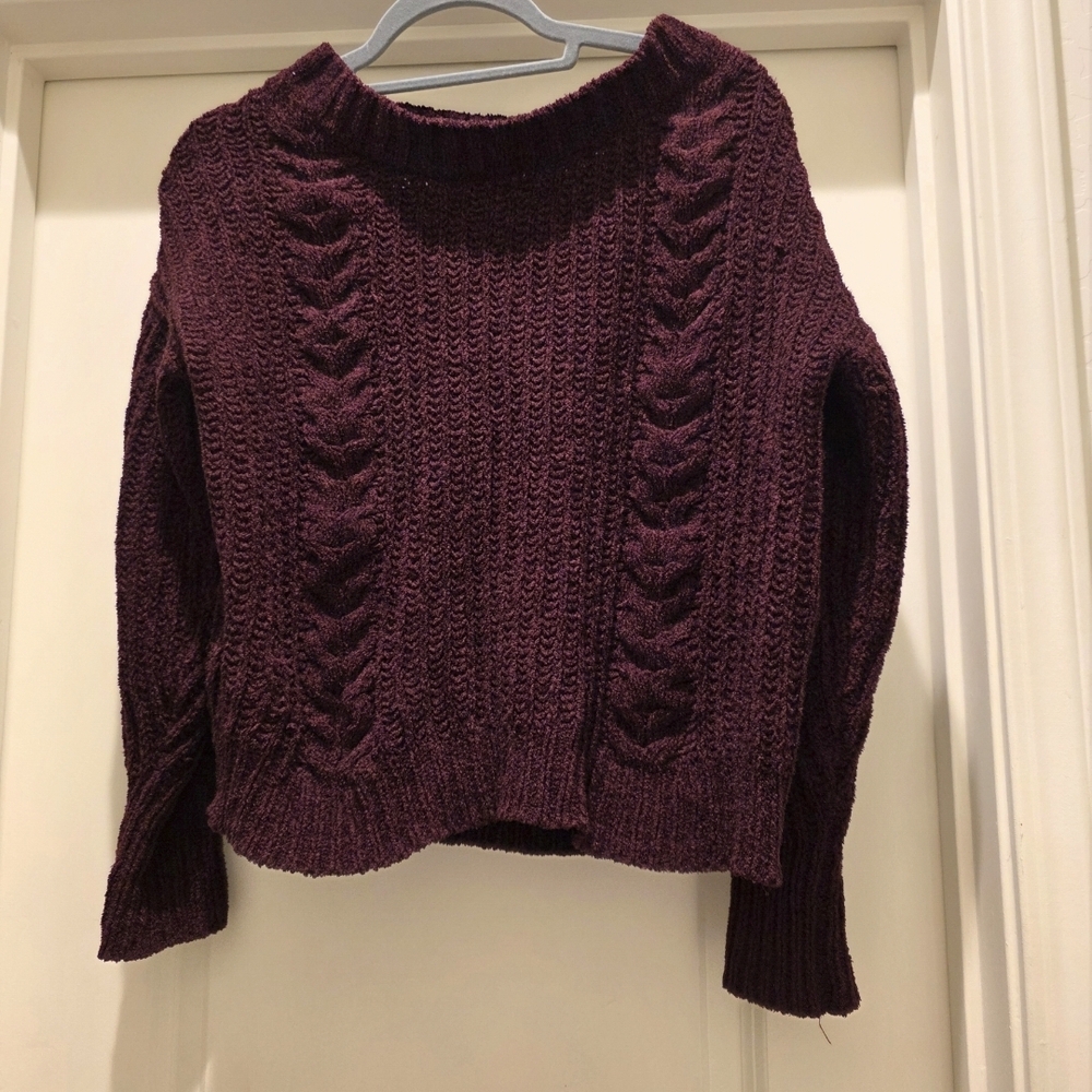 Express Women's Cable Knit Sweater - Deep Purple